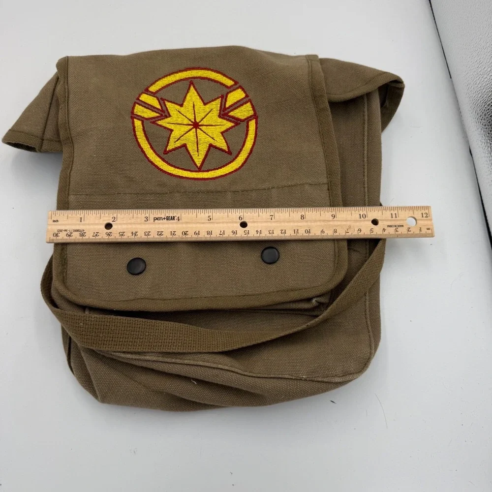 Marvel Captain Marvel Canvas Messenger Bag Khaki Tan Crossbody Satchel Star Logo